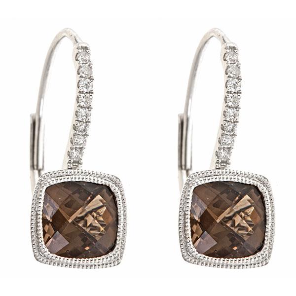 View 14Kw or y/14kr Gold Smoky Quartz Earrings