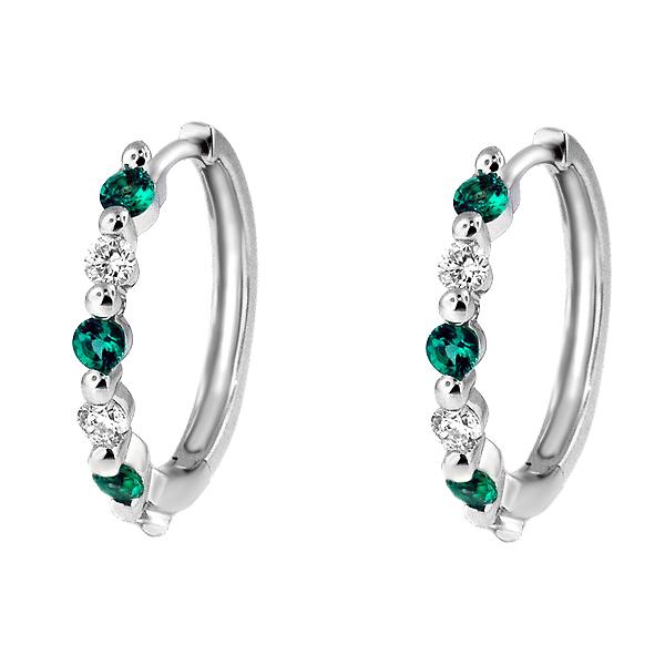 View 14Kw or y/14kr Gold Emerald Earrings