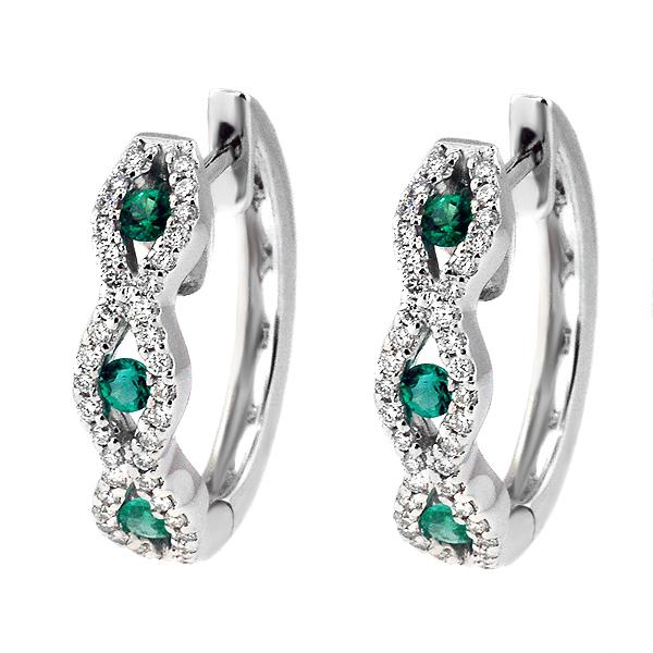 View 14Kw or y/14kr Gold Emerald Earrings