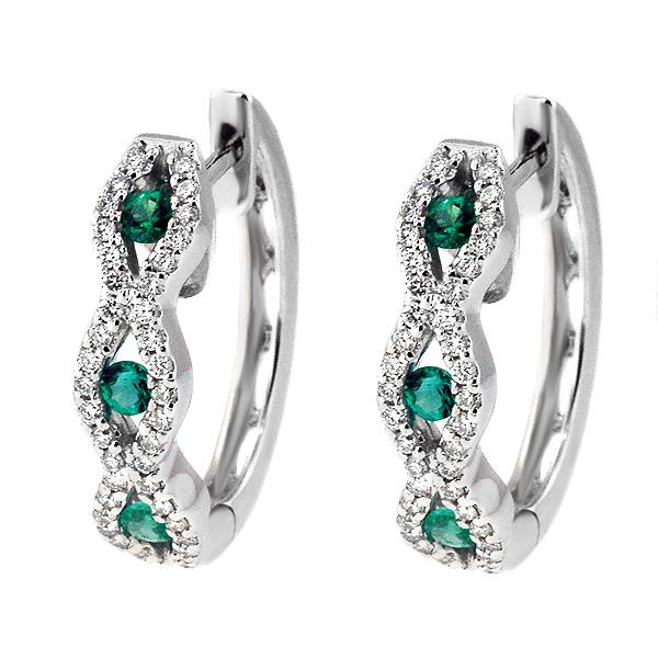 View 14Kw or y/14kr Gold Emerald Earrings