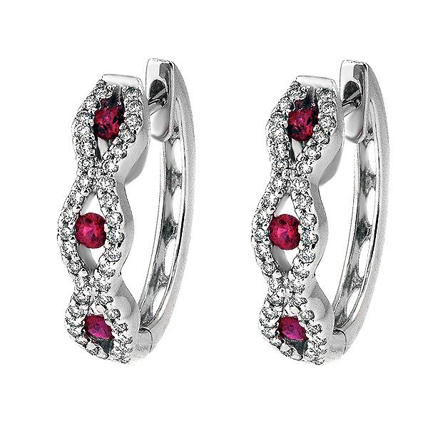 View 14Kw or y/14kr Gold Ruby Earrings