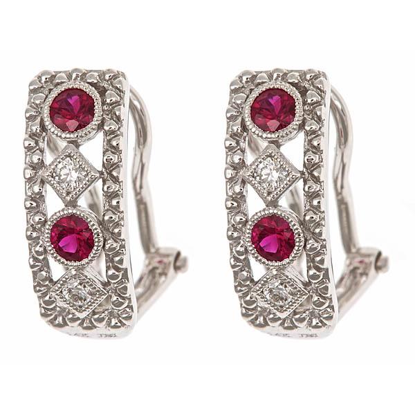 View 14Kw or y/14kr Gold Ruby Earrings