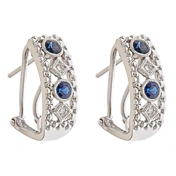 View 14Kw or y/14kr Gold Sapphire Earrings