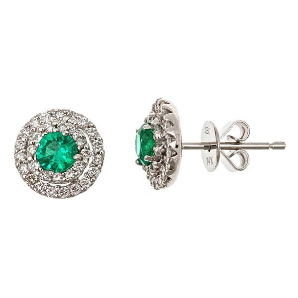 View 14Kw or y/14kr Gold Emerald Earrings