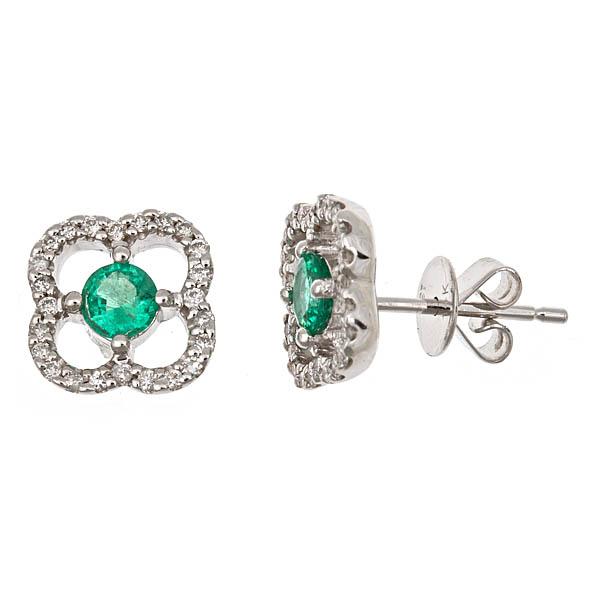 View 14Kw or y/14kr Gold Emerald Earrings