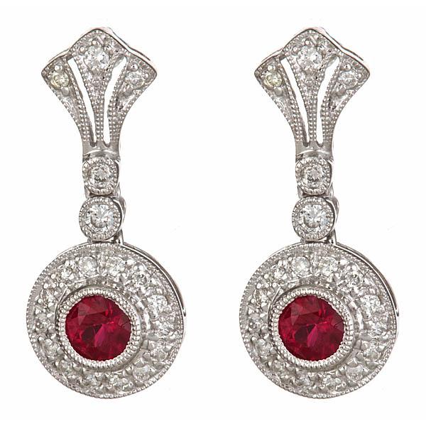 View 14Kw or y/14kr Gold Ruby Earrings
