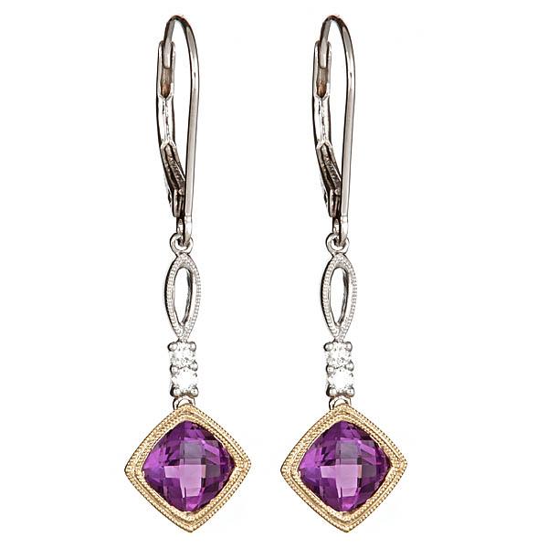 View 14Kw or y/14kr Gold Amethyst Earrings