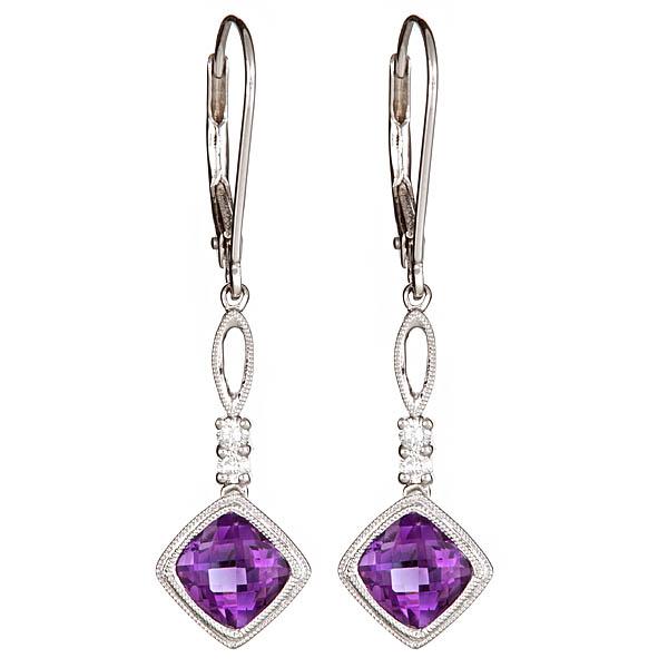 View 14Kw or y/14kr Gold Amethyst Earrings