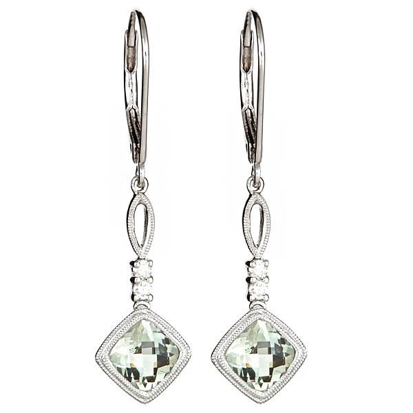 View 14Kw or y/14kr Gold Green Amethyst Earrings