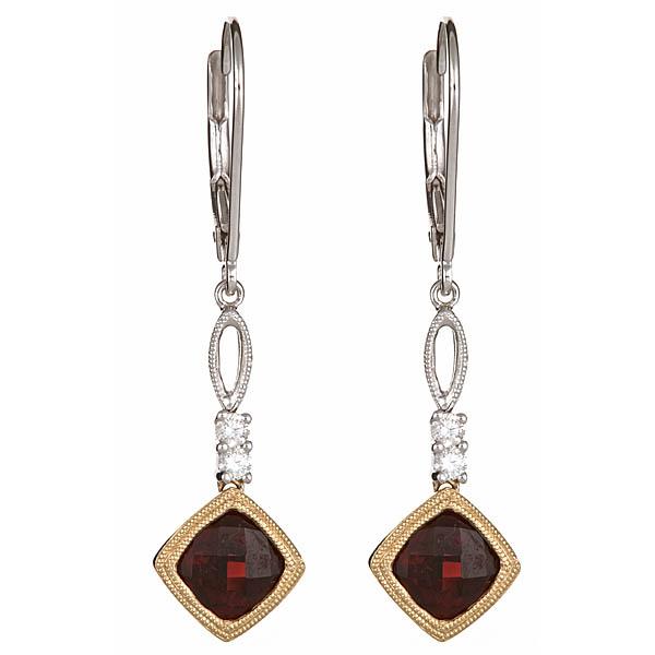 View 14Kw or y/14kr Gold Garnet Earrings