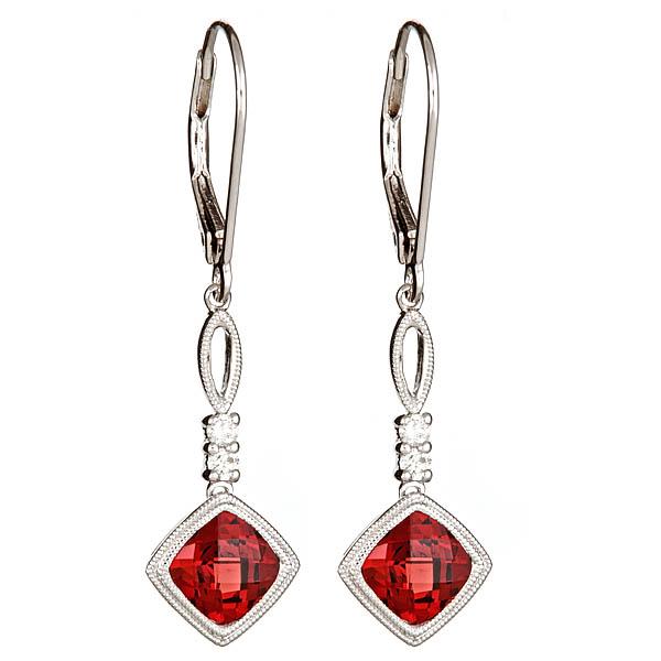 View 14Kw or y/14kr Gold Garnet Earrings