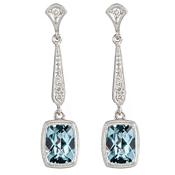 View 14Kw or y/14kr Gold Aquamarine Earrings