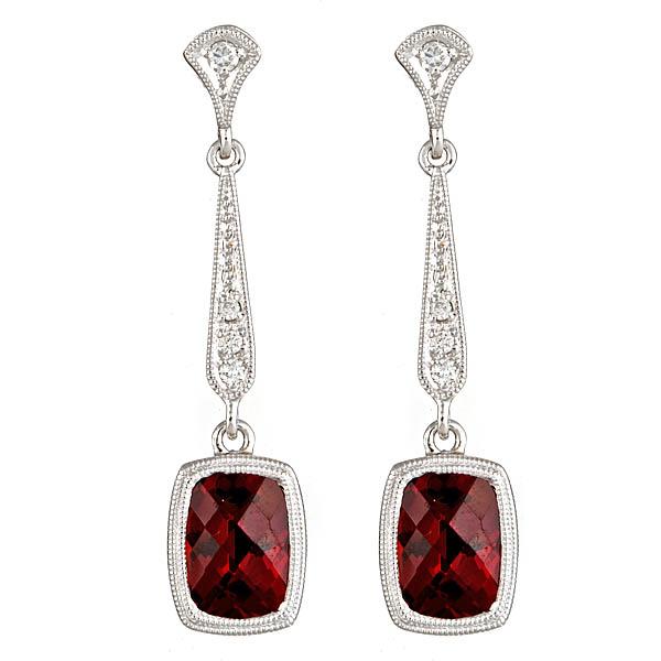 View 14Kw or y/14kr Gold Garnet Earrings