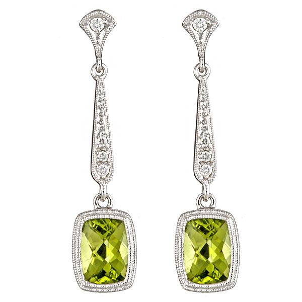 View 14Kw or y/14kr Gold Peridot Earrings