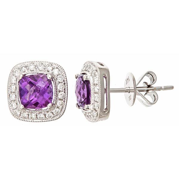 View 14Kw or y/14kr Gold Amethyst Earrings