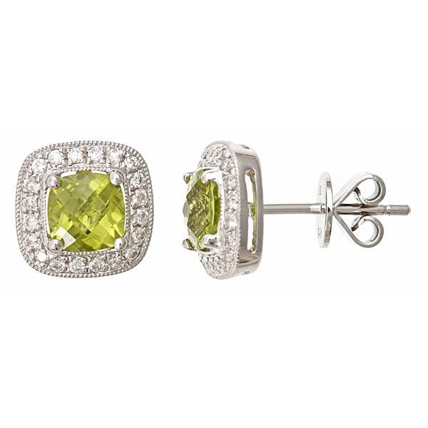 View 14Kw or y/14kr Gold Peridot Earrings