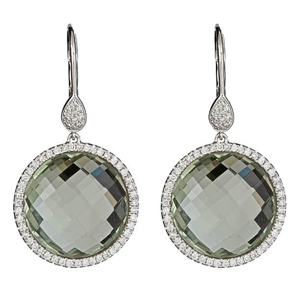 View 14Kw or y/14kr Gold Green Amethyst Earrings