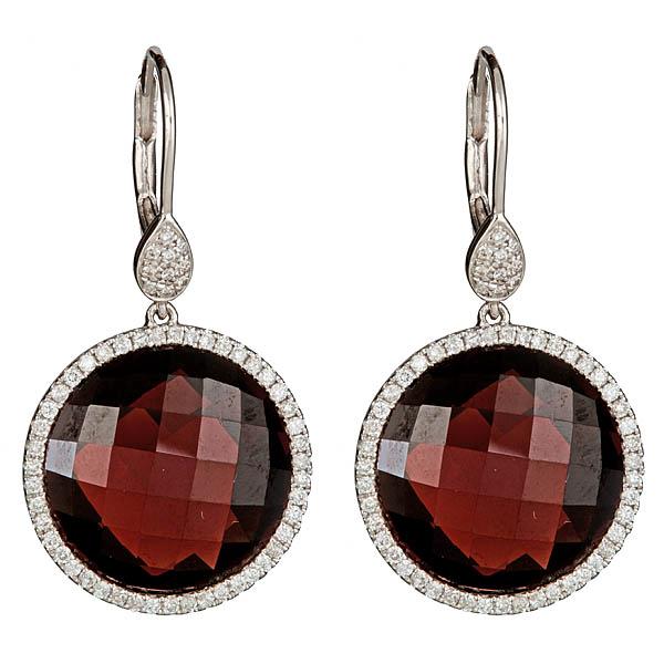 View 14Kw or y/14kr Gold Garnet Earrings