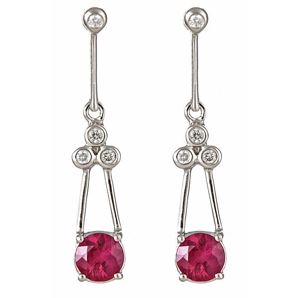 View 14Kw or y/14kr Gold Ruby Earrings