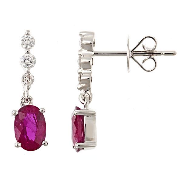 View 14Kw or y/14kr Gold Ruby Earrings