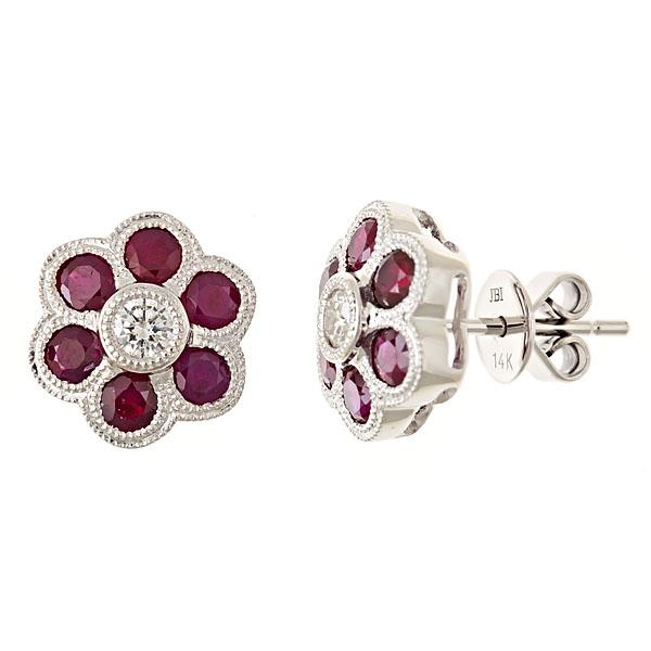 View 14Kw or y/14kr Gold Ruby Earrings