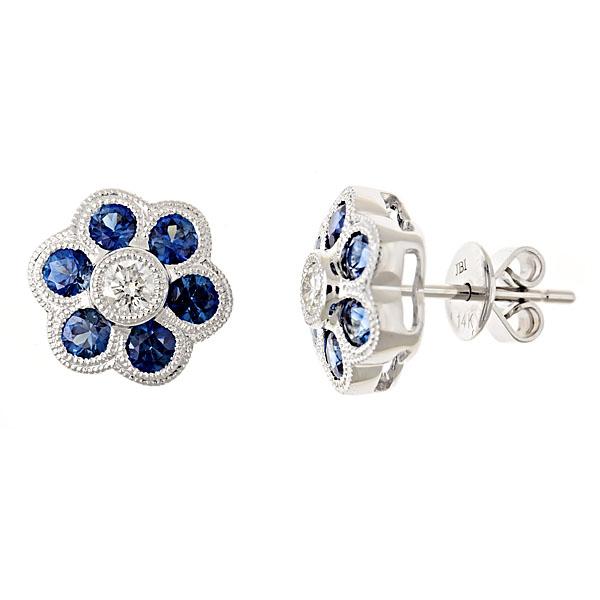 View 14Kw or y/14kr Gold Sapphire Earrings