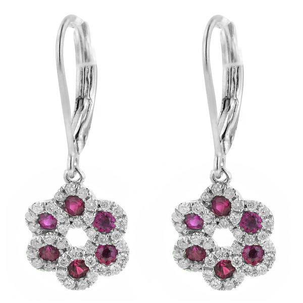 View 14Kw or y/14kr Gold Ruby Earrings