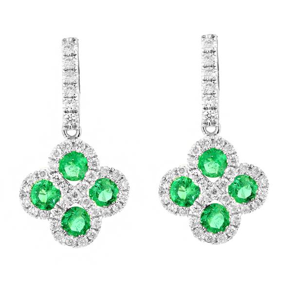 View 14Kw or y/14kr Gold Emerald Earrings