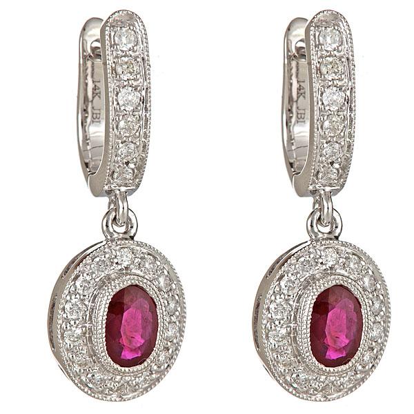 View 14Kw or y/14kr Gold Ruby Earrings
