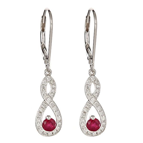 View 14Kw or y/14kr Gold Ruby Earrings