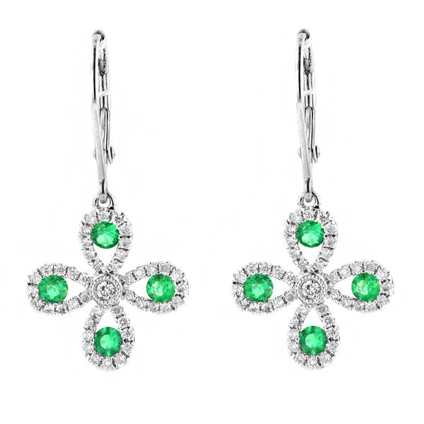 View 14Kw or y/14kr Gold Emerald Earrings