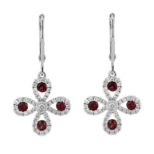 View 14Kw or y/14kr Gold Ruby Earrings