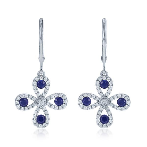 View 14Kw or y/14kr Gold Sapphire Earrings
