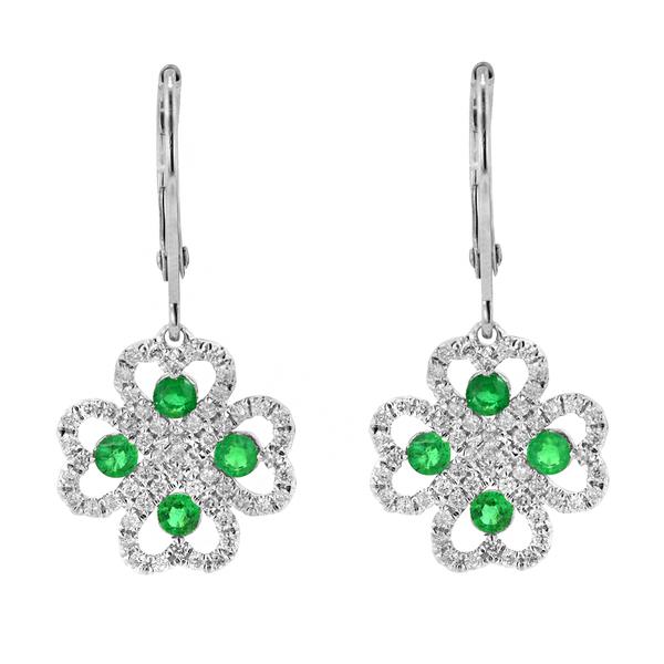 View 14Kw or y/14kr Gold Emerald Earrings