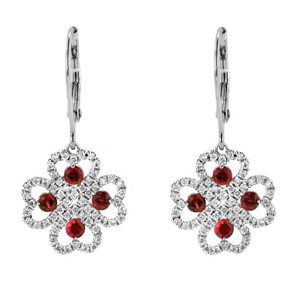 View 14Kw or y/14kr Gold Ruby Earrings