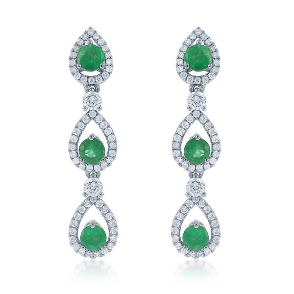 View 14Kw or y/14kr Gold Emerald Earrings