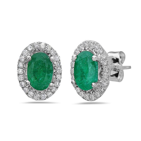 View 14Kw or y/14kr Gold Emerald Earrings