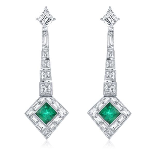 View 18Kw or 18ky/18kr Gold Emerald Earrings