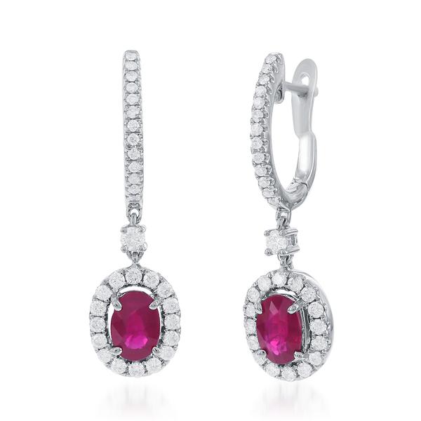 View 14Kw or y/14kr Gold Ruby Earrings