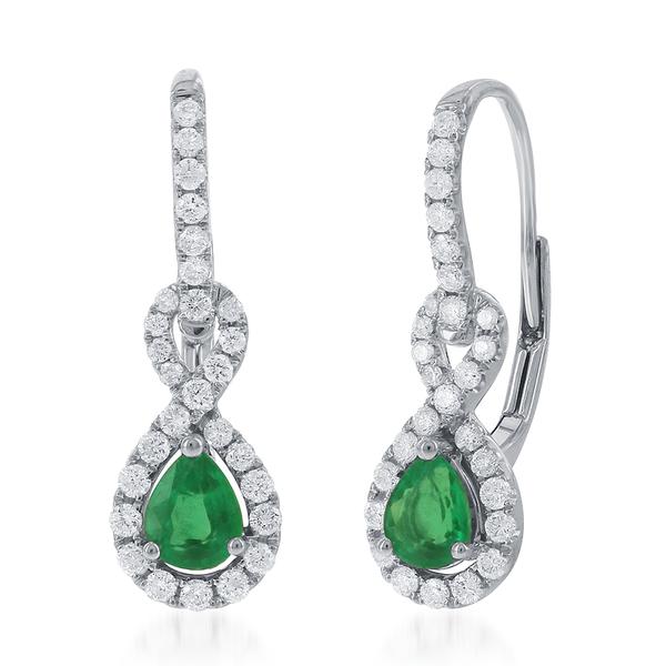 View 14Kw or y/14kr Gold Emerald Earrings