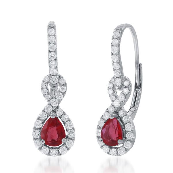 View 14Kw or y/14kr Gold Ruby Earrings
