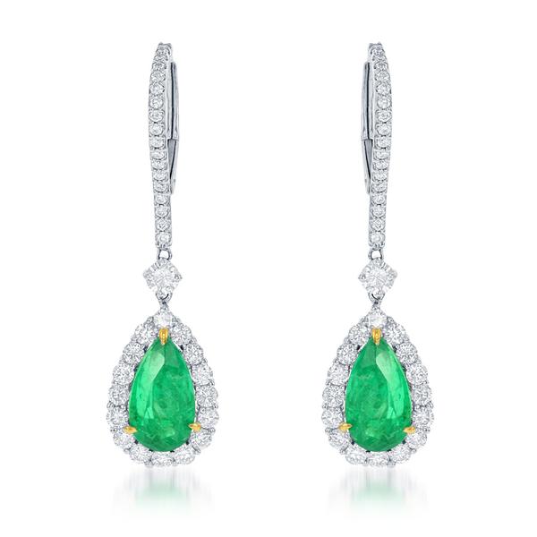 View 18Kw or 18ky/18kr Gold Emerald Earrings