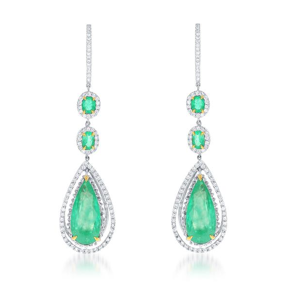 View Plat or 18K Gold Emerald Earrings