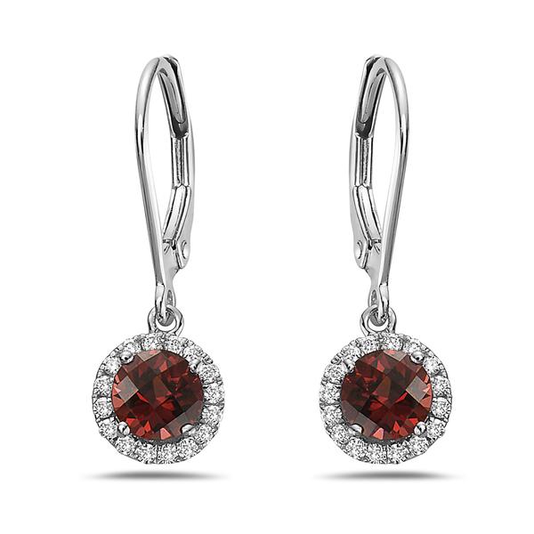 View 14Kw or y/14kr Gold Garnet Earrings