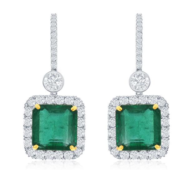 View 18Kw or 18ky/18kr Gold Emerald Earrings