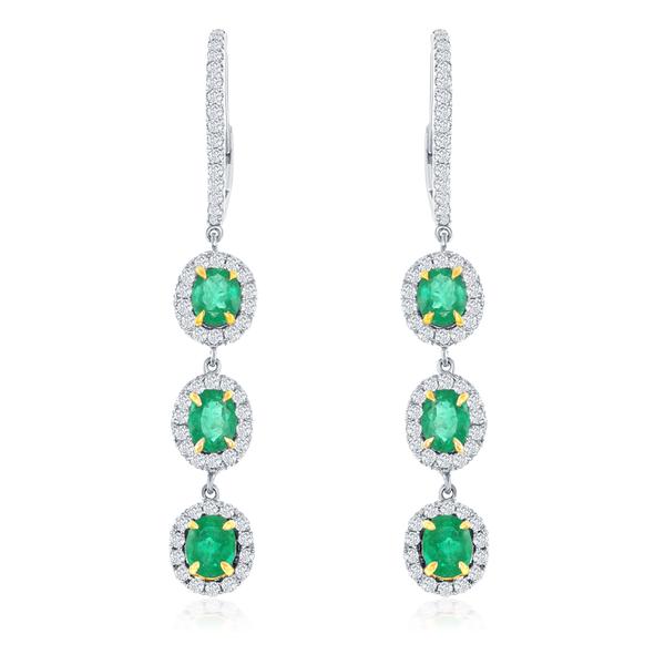 View Plat or 18K Gold Emerald Earrings