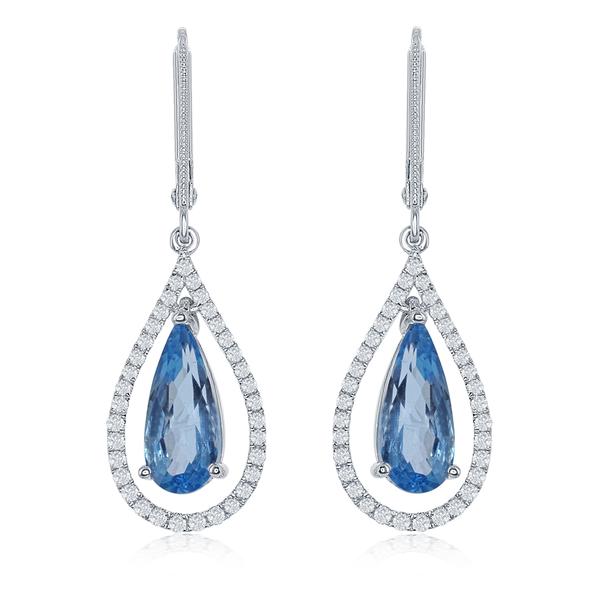 View 14Kw or y/14kr Gold Blue Topaz Earrings