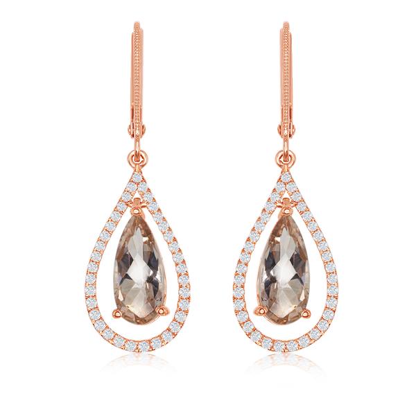 View 14Kw or y/14kr Gold Morganite Earrings
