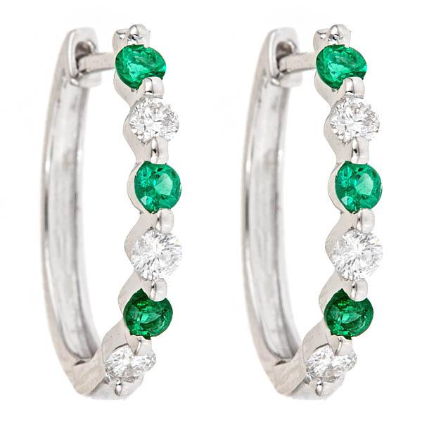 View 14Kw or y/14kr Gold Emerald Earrings