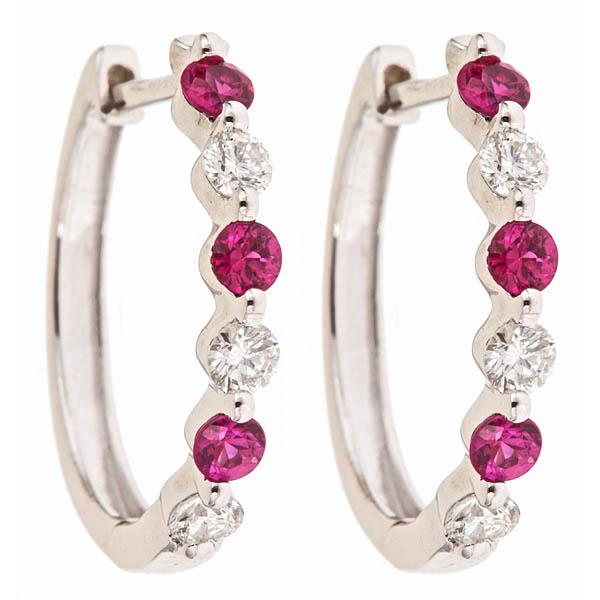 View 14Kw or y/14kr Gold Ruby Earrings